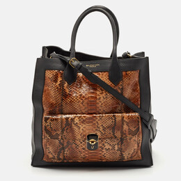 Balenciaga Black/Brown Leather and Python Padlock All Time Tote 1128788