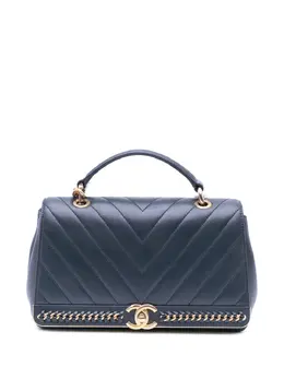 Chanel 2017-2018 Chevron Sheepskin Stitched Chain Top Handle Flap satchel 29649689