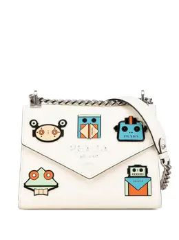 Prada 2013-2024 Saffiano Cuir Monochrome Robot Patches Envelope Chain Flap crossbody bag 29649814