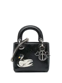 Christian Dior 2016 Mini Ceramic Effect Deerskin Jeweled Swan Lady Dior satchel 29650181
