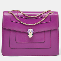 Bvlgari Magenta Pink Leather Large Serpenti Forever Shoulder Bag 1130124