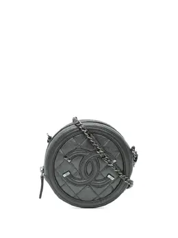Chanel 2018-2019 Metallic Caviar CC Filigree Round Clutch with Chain crossbody bag 29693807