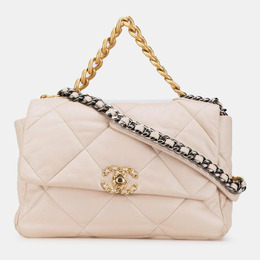 Chanel Beige Large Lambskin 19 Flap Shoulder Bag 1121405