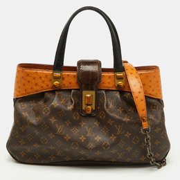 Louis Vuitton Ostrich, Snakeskin Trim and Monogram Canvas Waltz Oskar Bag 1131039