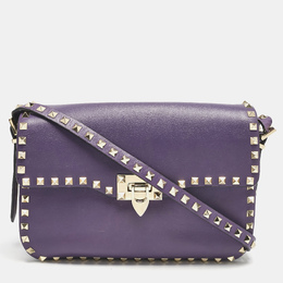 Valentino Purple Leather Rockstud Flap Shoulder Bag 1132000