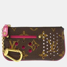 Louis Vuitton Brown/Pink Monogram Perforated Canvas Coin Purse Bag 1132601