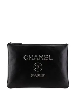 Chanel 2018 Medium Caviar Deauville Studded O Case clutch bag 29708154