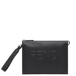 Fendi Embossed Logo Zipper Leather Clutch 7va491-amac-f0gxn