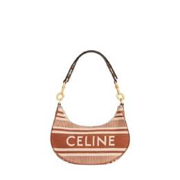 Celine Ava Strap Bag In Striped Textile 196922ftr.28si