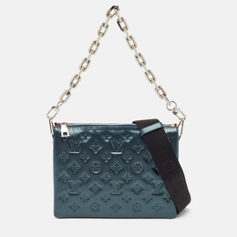 Louis Vuitton Metallic Teal Blue Monogram Embossed Leather Coussin PM Bag 1132809