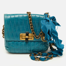 Lanvin Blue Quilted Leather Mini Pop Flap Crossbody Bag 1131402