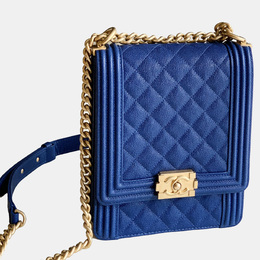 Chanel Blue Leather North South Boy Shoulder Bag 1131838