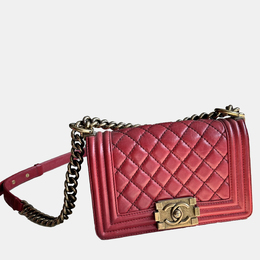 Chanel Red Caviar Quilted Small Boy Flap Shoulder Bag 1131851
