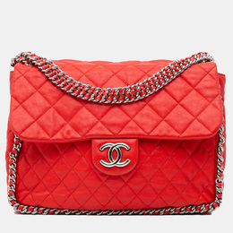 Chanel Red Maxi Washed Lambskin Chain Around Flap Bag 1131940