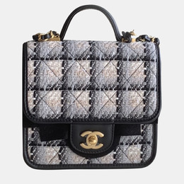 Chanel Leather and Tweed School Memory Flap Top Handle Bag 1131791