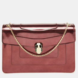 Bvlgari Burgundy Patent Leather Medium Serpenti Forever Flap Shoulder Bag 1132876