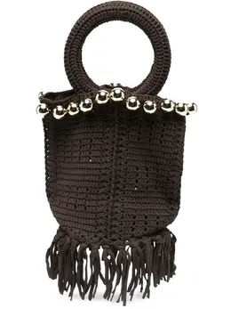 Sandro small beaded fringed bucket bag 26565182