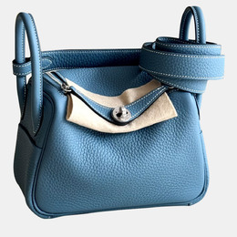 Hermes Blue Leather Mini Lindy 19 Crossbody Bag 1131730