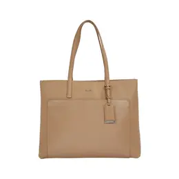 Сумка тоут Calvin Klein, фактура зернистая, тиснение, матовая, бежевый 103733431830