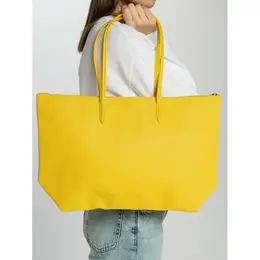 Сумка тоут Lacoste, фактура зернистая, желтая 103787305525