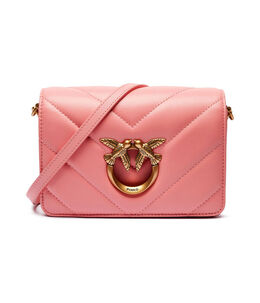 Сумка женская Pinko Love Click Mini кожаная с логотипом бренда, розовый pi244w000140b7600os | rosa
