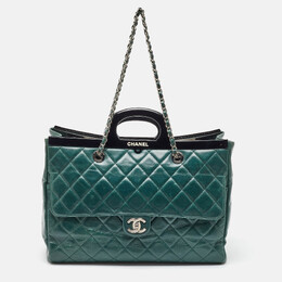 Chanel Dark Green Quilted Leather CC Delivery Bag 1134016