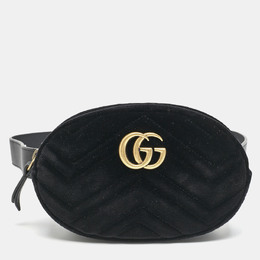 Gucci Black Matelassé Velvet GG Marmont Belt Bag 1134893