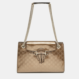Gucci Brown Guccissima Patent Leather Large Emily Chain Shoulder Bag 1134895