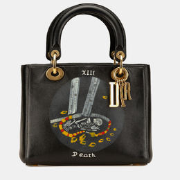 Christian Dior Black Medium Calfskin Death Tarot Card Lady Christian Dior Bag 1122292