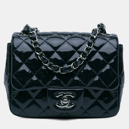 Chanel Navy Blue Mini Square Classic Patent Single Flap Bag 1122980
