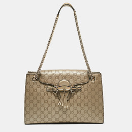 Gucci Beige Metallic Guccissima Leather Large Emily Chain Shoulder Bag 1134811