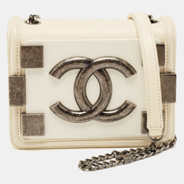 Chanel Off White Quilted Leather and Plexiglass Mini Boy Brick Flap Bag 1135334