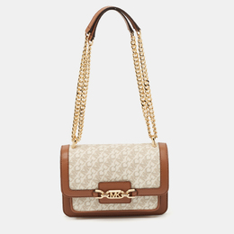 Michael Kors Brown Signature Coated Canvas and Leather Heather Shoulder Bag 1135370