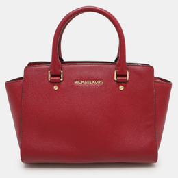 Michael Kors Red Blue Leather Medium Selma Satchel 1135390