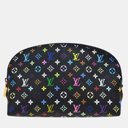 Louis Vuitton Black Monogram Multicolor Pochette Cosmetic Bag 1134555