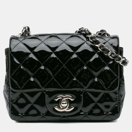 Chanel Black Patent Leather Mini Square Classic Single Flap Bag 1129061