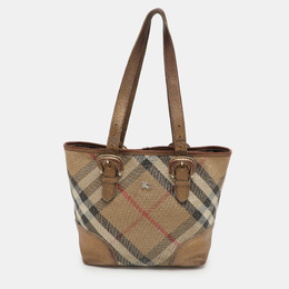 Burberry Metallic Shimmer Nova Check Canvas and Leather Byron Tote 1135871