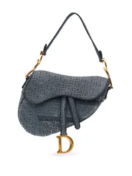 Christian Dior 2019 Oblique Embroidered Denim Saddle Bag shoulder bag 29807554