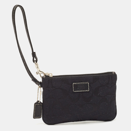 Coach Black Signature Canvas and Leather Wristlet Clutch 1136143