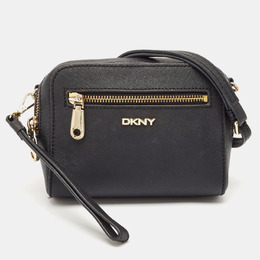 DKNY Black Leather Front Pocket Crossbody Bag 1136200