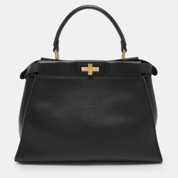 Fendi Black Leather Medium Peekaboo Top Handle Bag 1136277