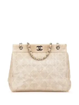 Chanel 1997-1999 CC Stitched Linen Chain tote bag 29843170