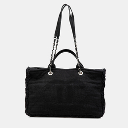 Chanel Black Canvas Deauville Medium CC Double Face Tote Bag 1134926
