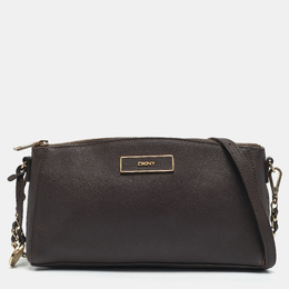 DKNY Dark Brown Saffiano Leather Bryant Park Zip Crossbody Bag 1135945