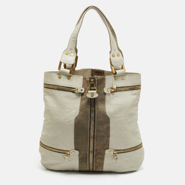Jimmy Choo Two Tone Grey Leather and Suede Large Mona Tote 1135028
