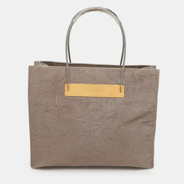 Balenciaga Grey Croc Embossed Calf Hair Small Cable Shopper Tote 1137179