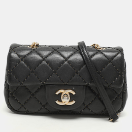 Chanel Black Quilted Patent Leather Extra Mini CC Paris-Salzburg Classic Flap Bag 1137590