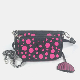 Louis Vuitton Black and Pink Monogram Empreinte Leather Yayoi Kusama Multi Pochette Accessoires Shoulder Bag 1137278