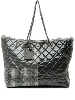 Chanel 2009-2010 Large Quilted Tweed and Vinyl Funny Patchwork tote bag 29884125