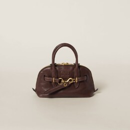 Сумка женская Miu Miu Adventure из кожи наппа с декоративным ремешком, коричневый 5bb169_2bbl_f0nbl_v_ooo | bruyère